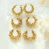 New Geometric Ring Buckle Unique Design Copper Gold Plated Hoop Earrings Cross-border Hot European and American Style
