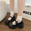 French new versatile skirt platform round head pearl 2025 spring single shoes retro Mary Jane small leather shoes women