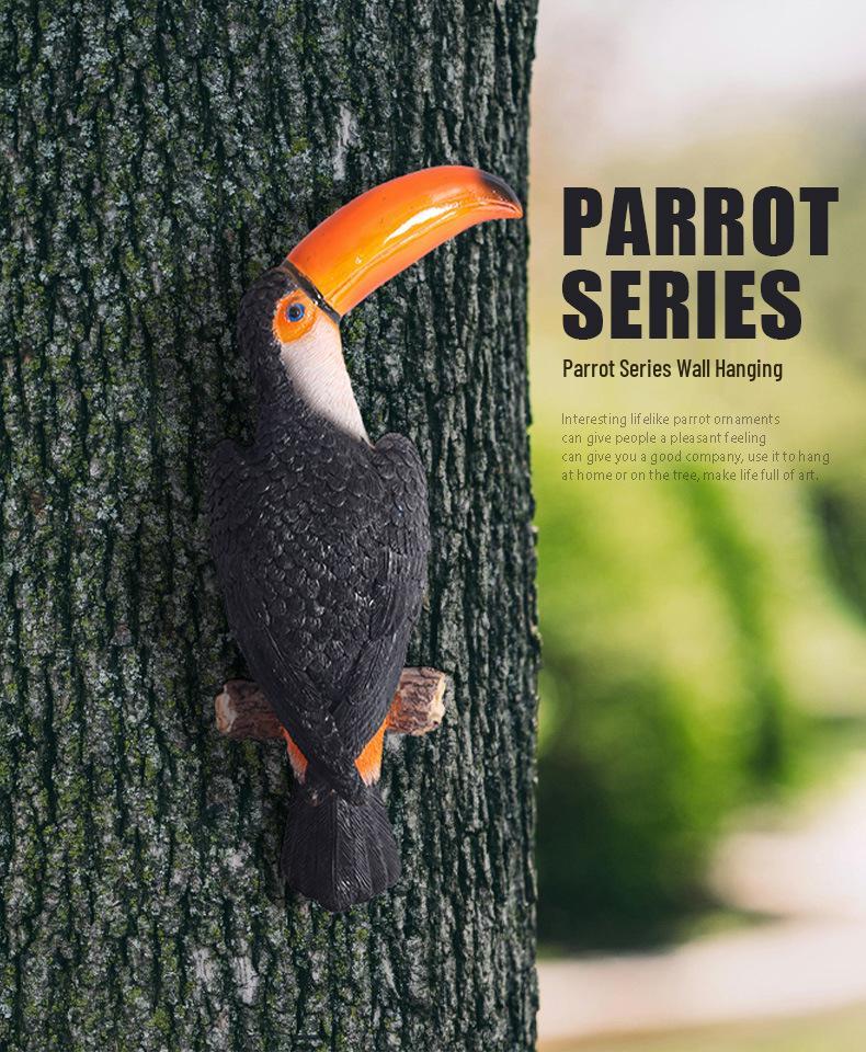 Toucan Resin Hanging Ornament - Decorative Animal Accent for Home, Garden, Wall, or Balcony