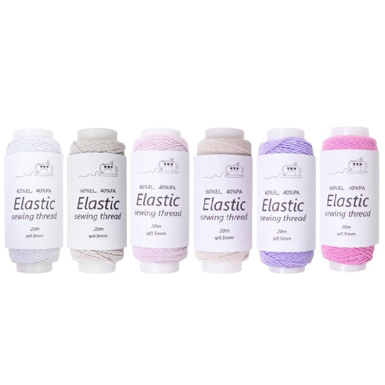 Elastic Sewing Thread 6 Color Sewing Thread 21.87Yard Per Spool Elastic Thread for Sewing Machine Hand Stitching