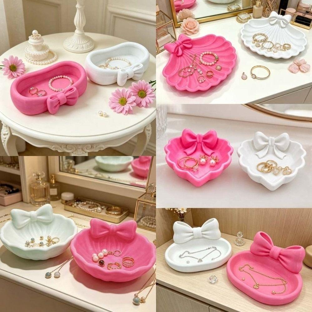 3D Printed Bow Jewelry Tray Bowknot Trinket Dish Ring Holder Dresser Vanity Desk