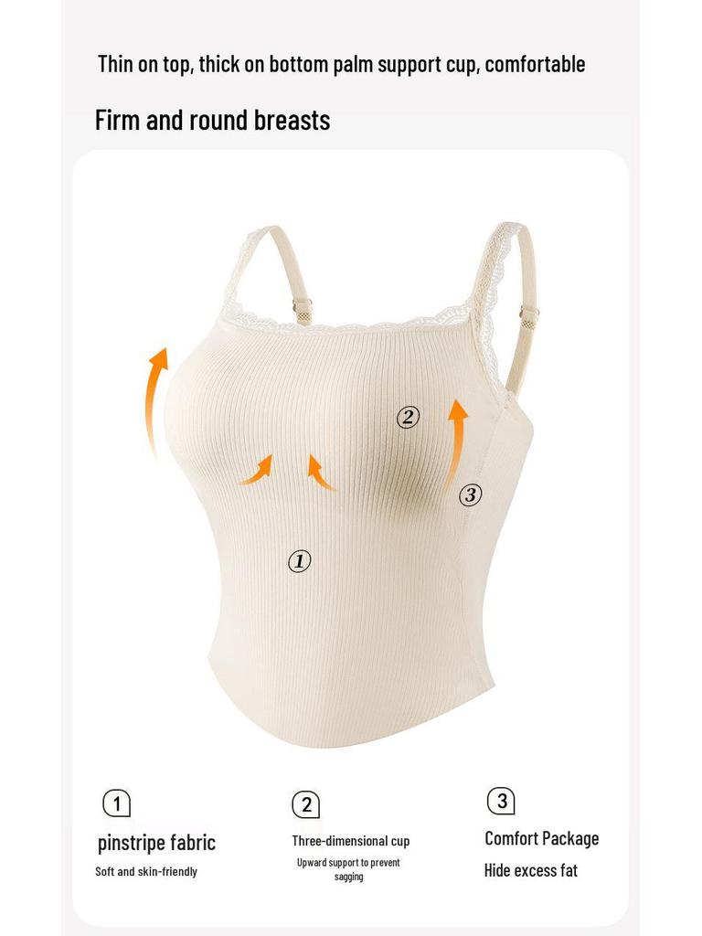 Women's Warm Camisole Tank with Chest Pad & Beautiful Back Bra – Comfortable Integrated Base Layer