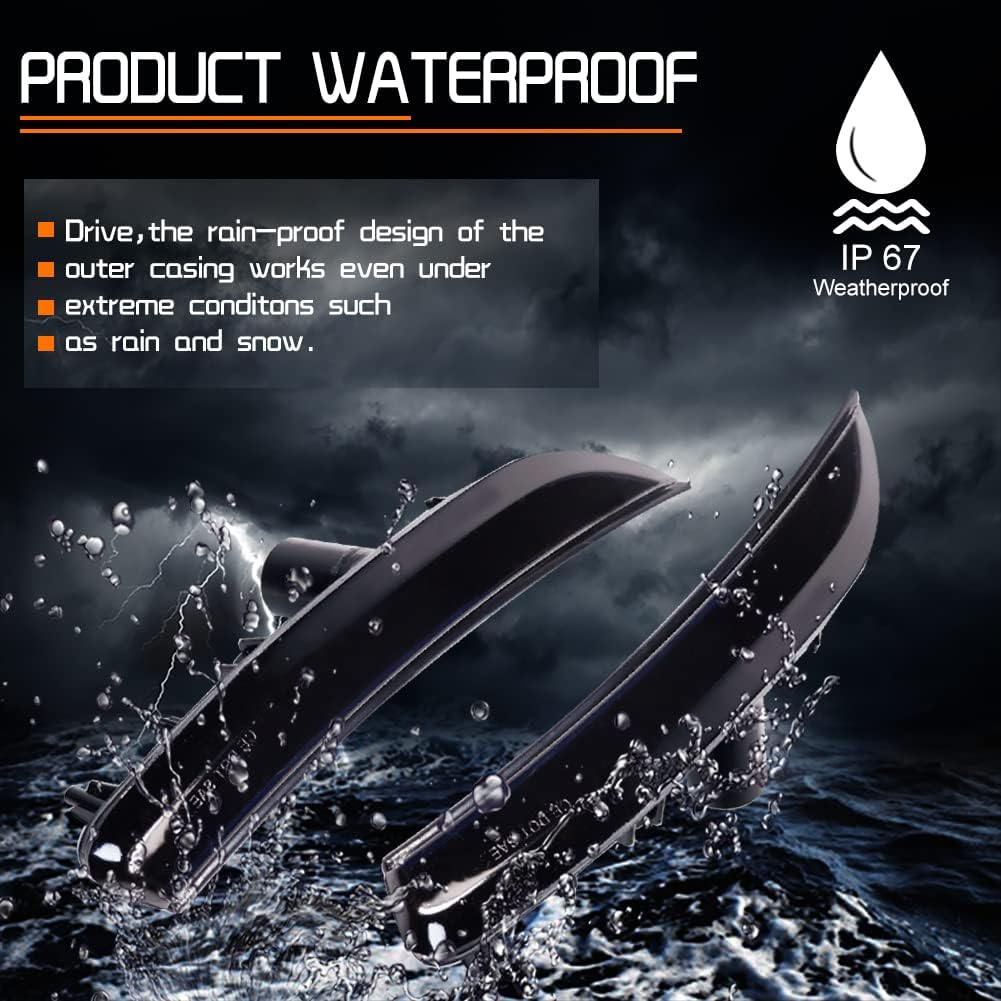 For 2015 2016 2017 Chrysler 200 Front Bumper side Marker Housings Replacement Smoked Lens 68206449A 68206450A