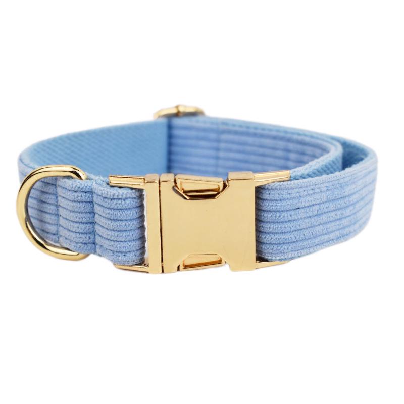 Light Purple Corduroy Dog Collar and Leash Set for Outdoor Walking