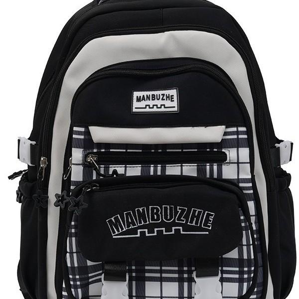 Schoolbag Korean Version of Mori Primary School Student Schoolbag Female High-value Plaid Contrasting Color College Style Middle School Student Multi-