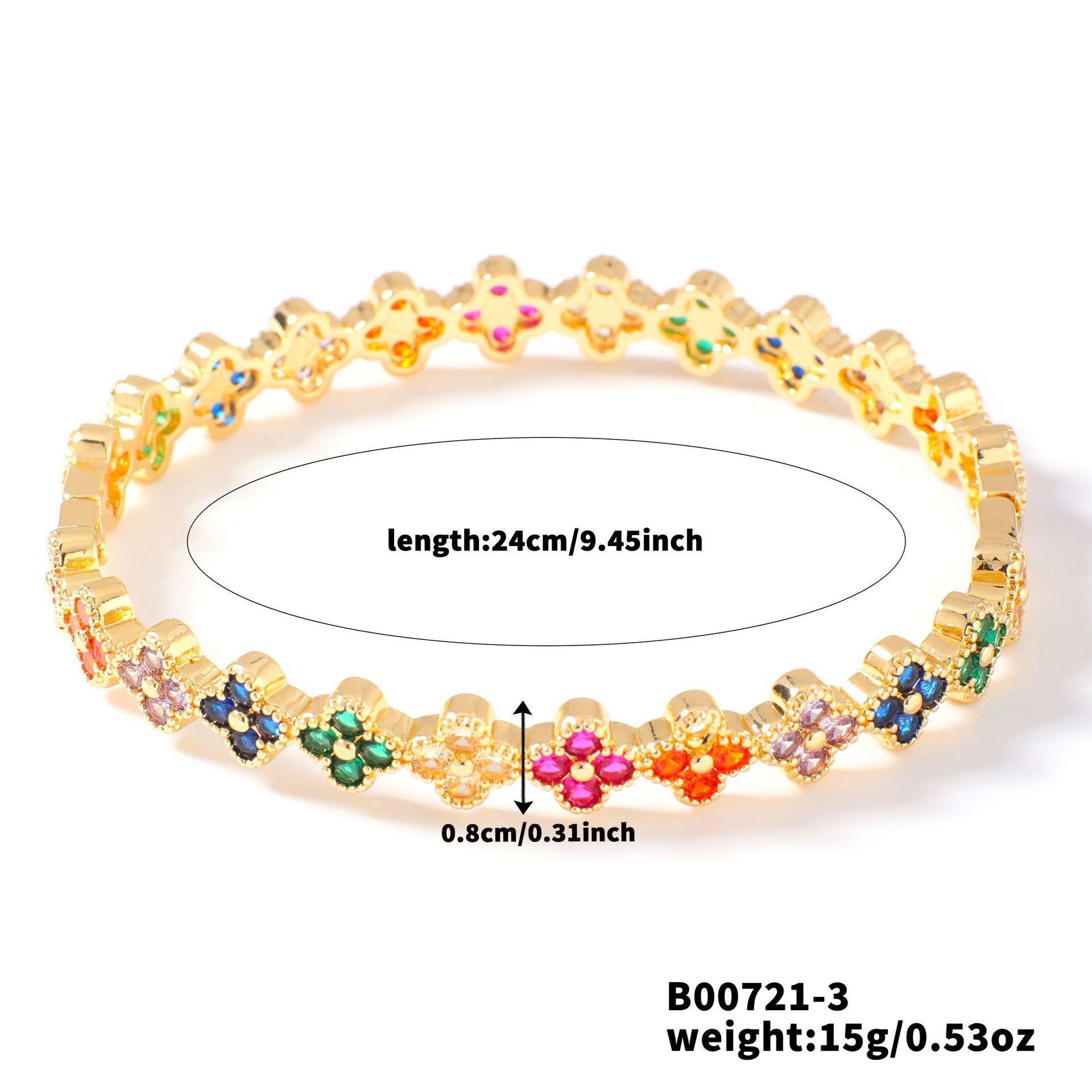 

ZAKOL Счастливый четырехлистный цветок Красочный циркон Браслет для женщин Блестящая роскошная эстетика Свадебная вечеринка Циркон