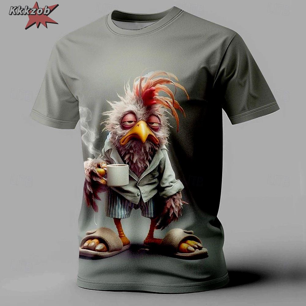 Men's TShirt Cartoon Duck Print T-Shirts for Men's Clothing Outdoor Street Funny T Shirts Oversized T-Shirt Man Designer Clothes