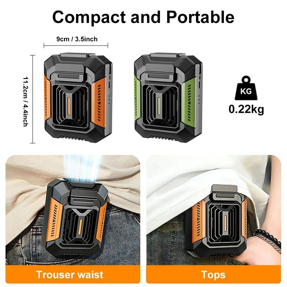 Portable Neck Fan 4000mAh USB Rechargeable, Clip with LED Light & Power Bank, 3 Speeds for Outdoor Camping Sports Home Office
