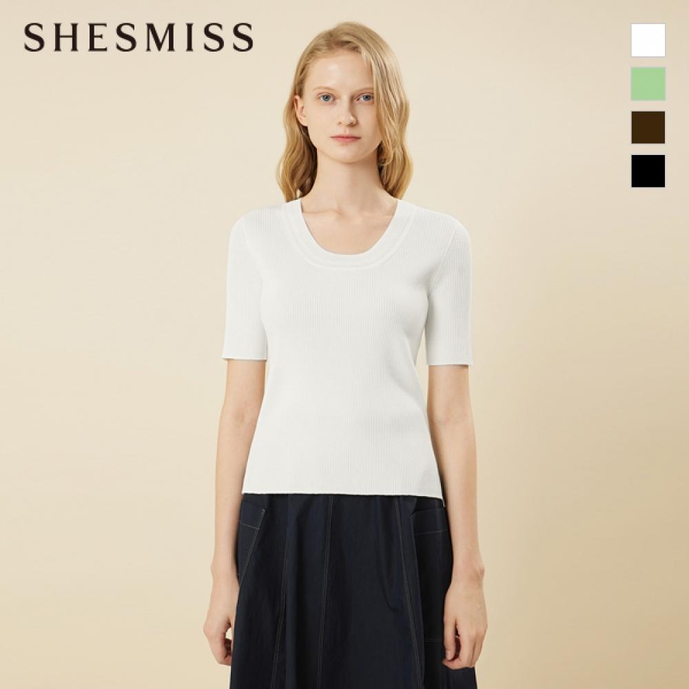 

She S miSS U Neck Ribbed Knit Top SSkpon22100 Light green/55