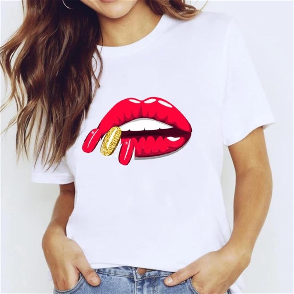 T Shirt for Women Teens Tees Cartoon Kawaii Trend Fingernail Nail Art Unisex Clothes Vintage Men Streetwear Daily Style Fashion