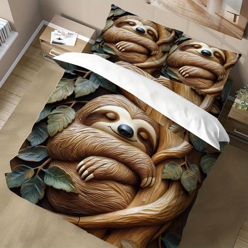 Lifesmells 2/3-teiliges entzückendes Faultier-Bettwäsche-Set - Gemütliches Bettwäsche-Set, perfekt für Weihnachten & Winter, maschinenwaschbar