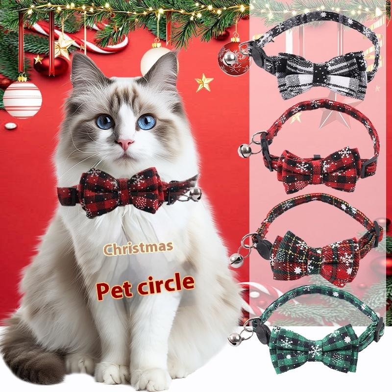 New Christmas Series Pet Collar Snowflake Bow Dog Collar Cat Collar Cat Strap