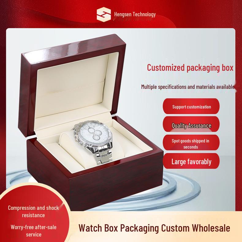 Solid Wood Painted Jewelry and Watch Box with Flip Lid - High-End Gift Packaging In Stock