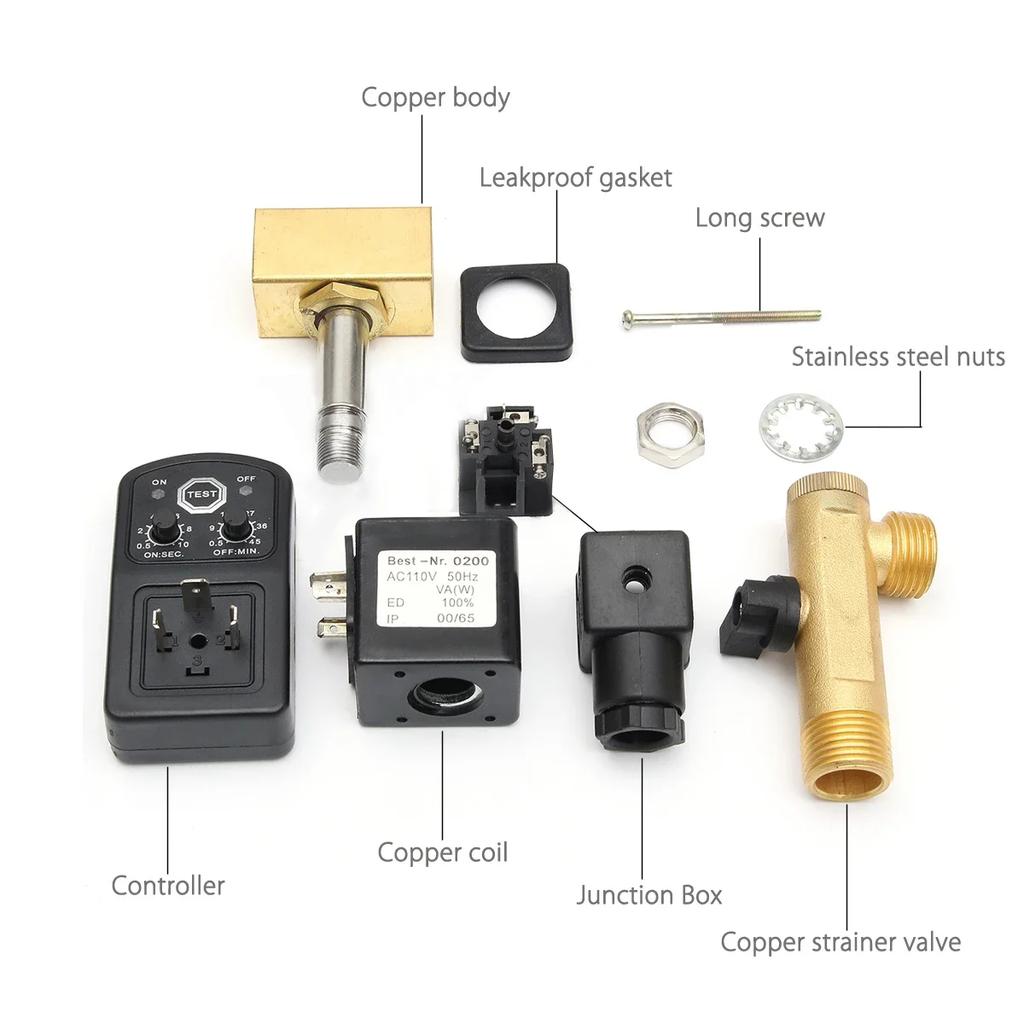1pc 1/2" Drain Valve Electronic Timed Air Compressor Gas Tank Automatic 2-way Drain Valves For Filters Air Cylinders