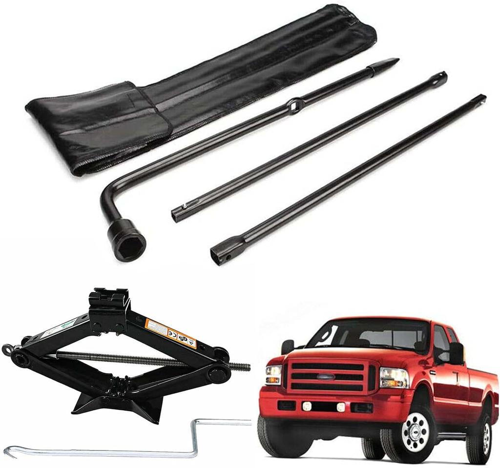 DayPlus Spare Tire Lug Wrench Tool Replacement Steel Kit Scissor Jack Compatible for Ford F-250 F-350 F-450 F-550 2003 To 2007