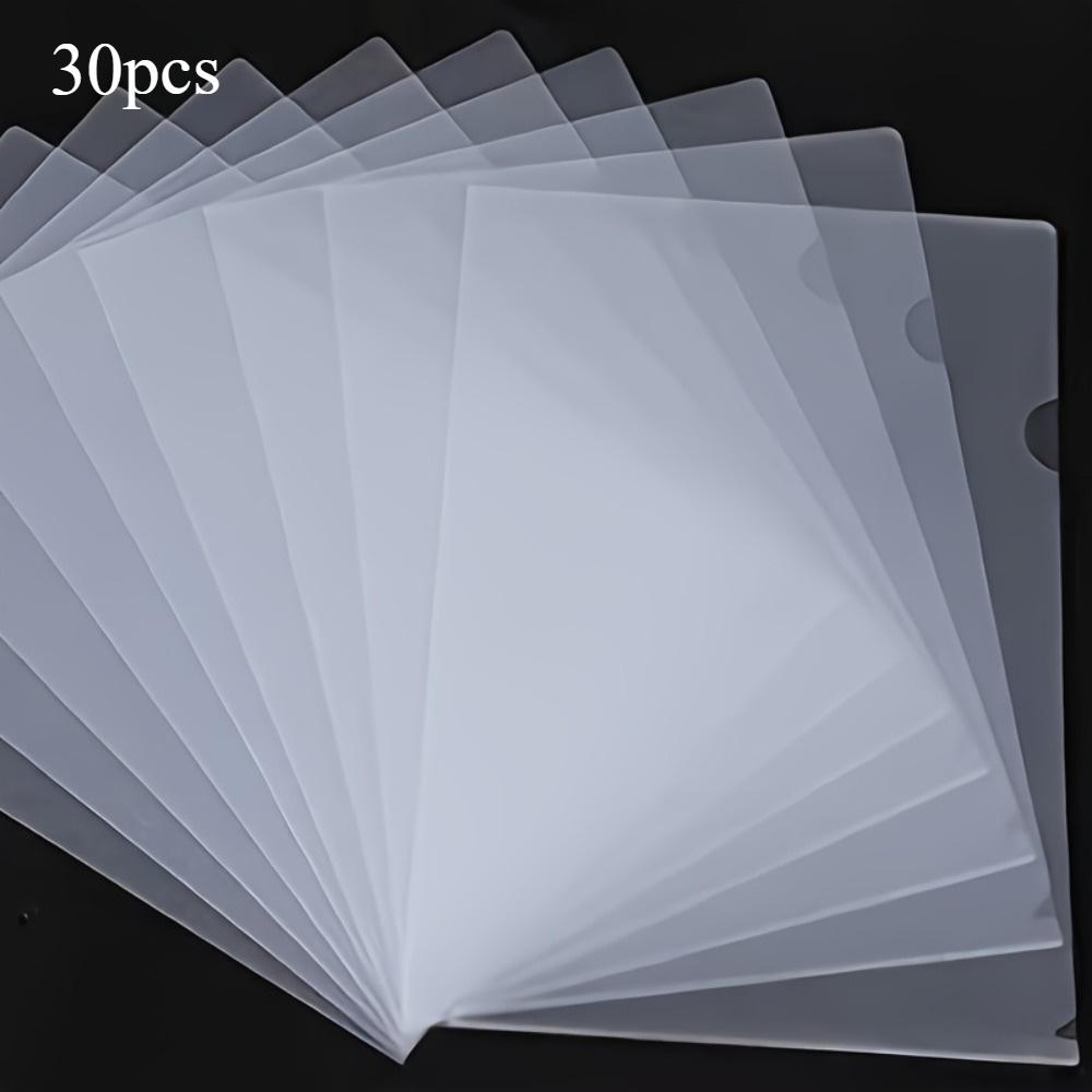 

30pcs L-Shape Document Folders – A4 Clear Plastic File Organizers, Sturdy Envelopes for Papers & Stationery