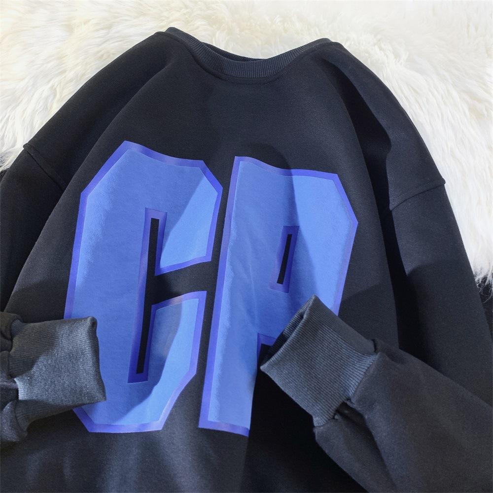 Sweater Men's New Spring and Autumn Trend Round Neck Loose Long-sleeved Printed T-shirt Bottoming Shirt Men's Top