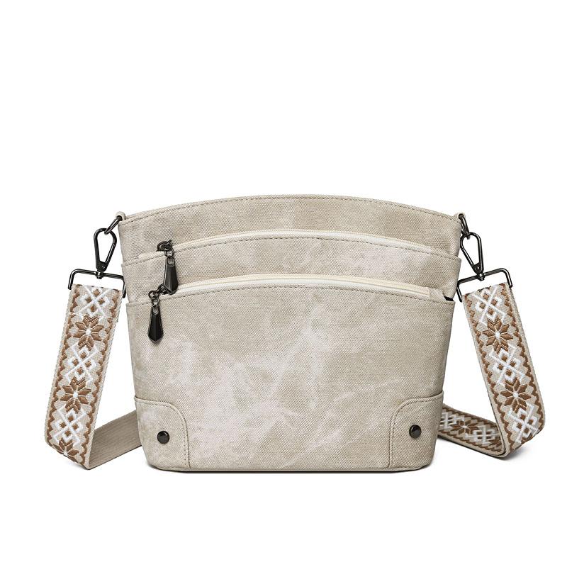 Многослойная сумка-мессенджер Винтажная сумка через плечо Многофункциональная женская сумка бежевый