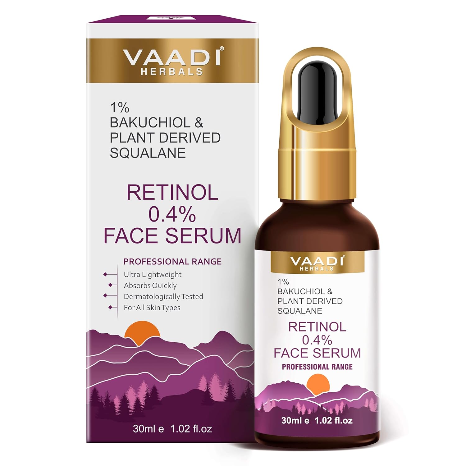 

Vaadi Herbals Retinol 0.4% Face Serum With 1% Bakuchiol & Plant Squalane 30 ml Pack of 1 For Smooth Skin
