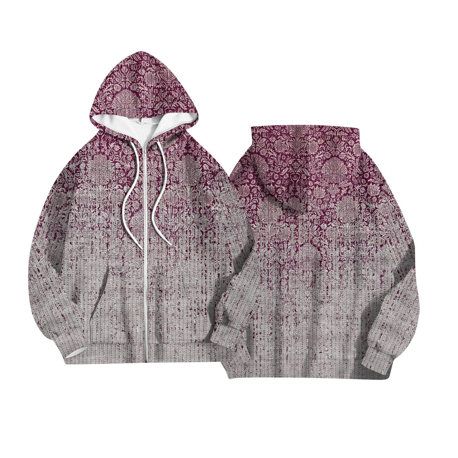 

Женская модная куртка, повседневный кардиган с капюшоном и длинными рукавами с принтом, толстовки XL фиолетовый