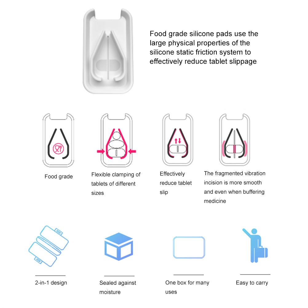 Pill Cutter Splitter for Small or Large Pills Four Grid Pill Organizer for Tablet Vitamin and Big