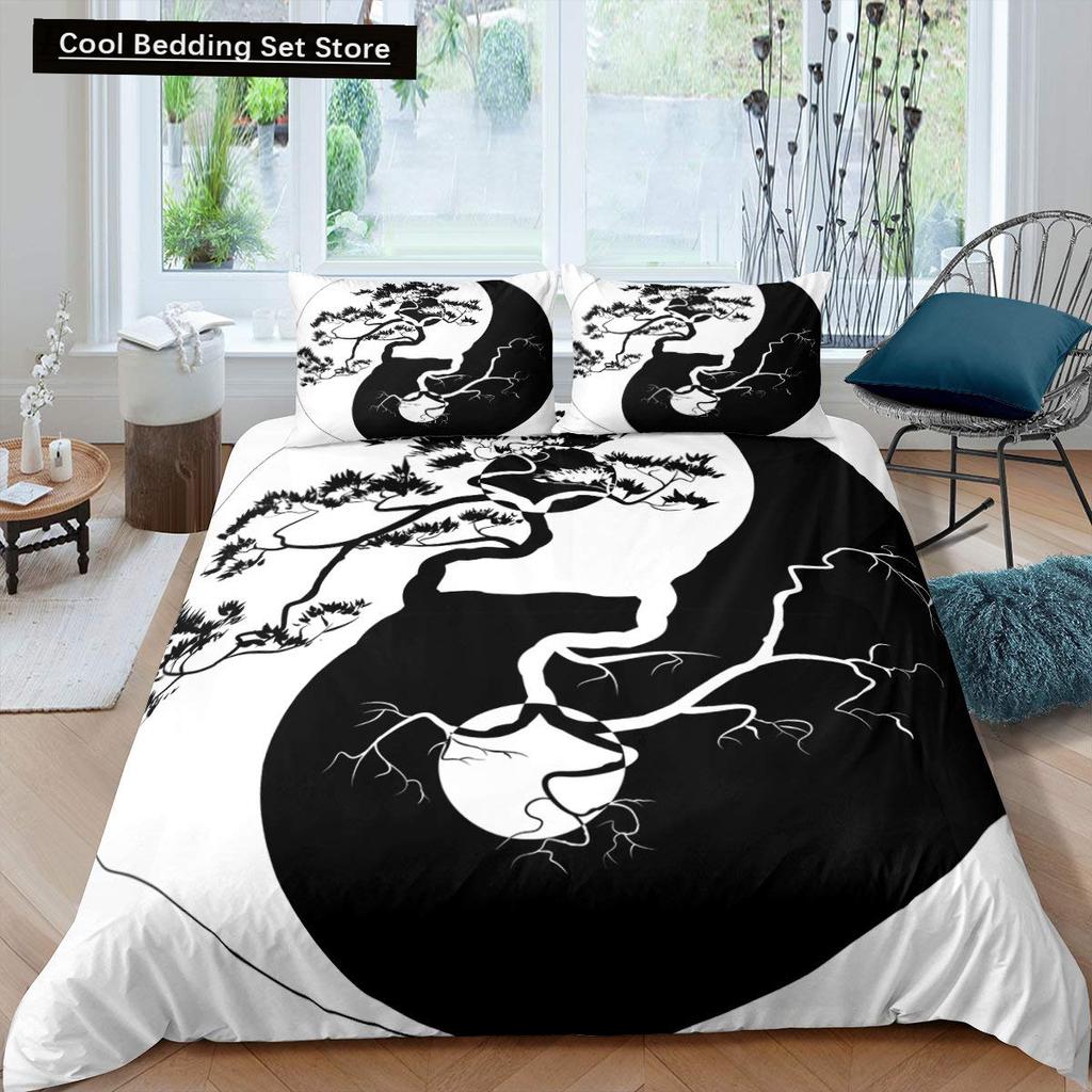 Yin Yang King Queen Duvet Cover Vintage Tai Chi Quilt Cover Divination Bedding Set Oriental Culture Polyester Comforter Cover