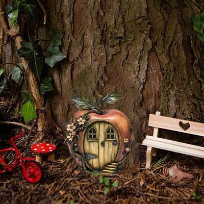 Fairy Door 2D Doll House Miniature Fairy Door Cute Rustic 3X Fairytale Miniature Accessories For Wall Kids House Shelf Tree