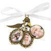 Lusofie Wedding Memory Lacy Oval Bouquet Photo Charms Angel Wing Memorial Charms for Bridal Shower and Bachelor Party