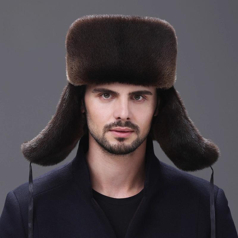 Mink Hat Male Whole Mink Mink Winter Middle-aged and Elderly Old Man Hat Mink Hair Ear Protection Warm Fur Otter Lei Feng Hat