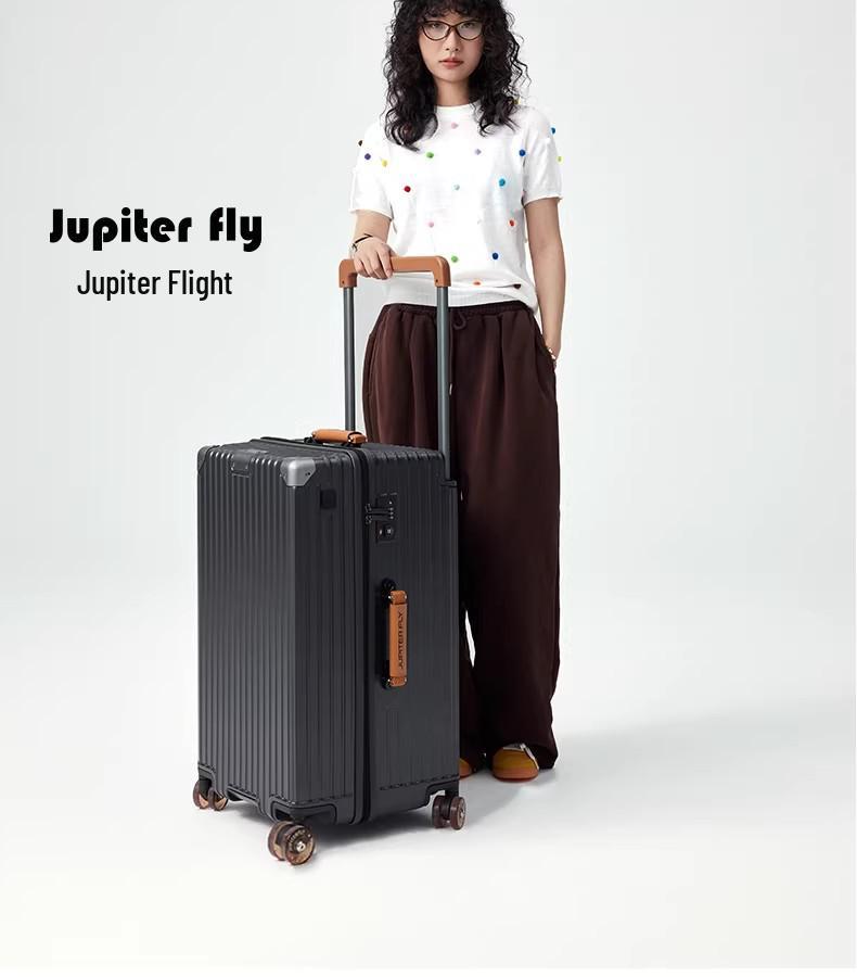 New Wide Pull-Rod Leather Luggage: Women's 20-inch Travel Case, Men's Carry-On, 24-inch, 28-inch with Combination Lock, Large Capacity