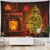 Neon Fireplace Tapestry Wall Hanging Christmas Tree Gift Socks New Year Atmosphere Background Cloth Witchcraft Home Decor