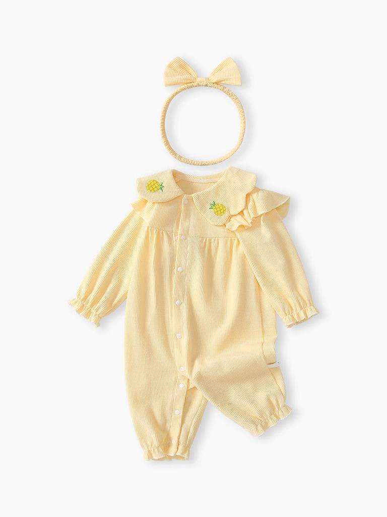 2026 Spring & Autumn Newborn Doll Collar Baby Girl Romper - Super Cute Crawling Outfit