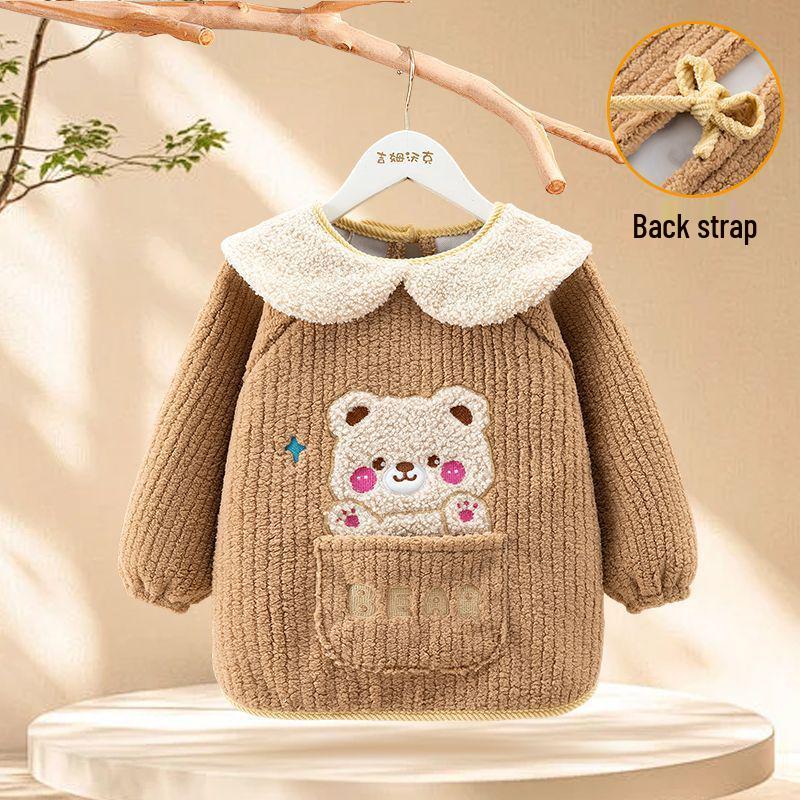 Autumn/Winter Unisex Baby Coverall - Thick Coral Fleece, Waterproof, Stain-Resistant, Soft and High-Quality Design