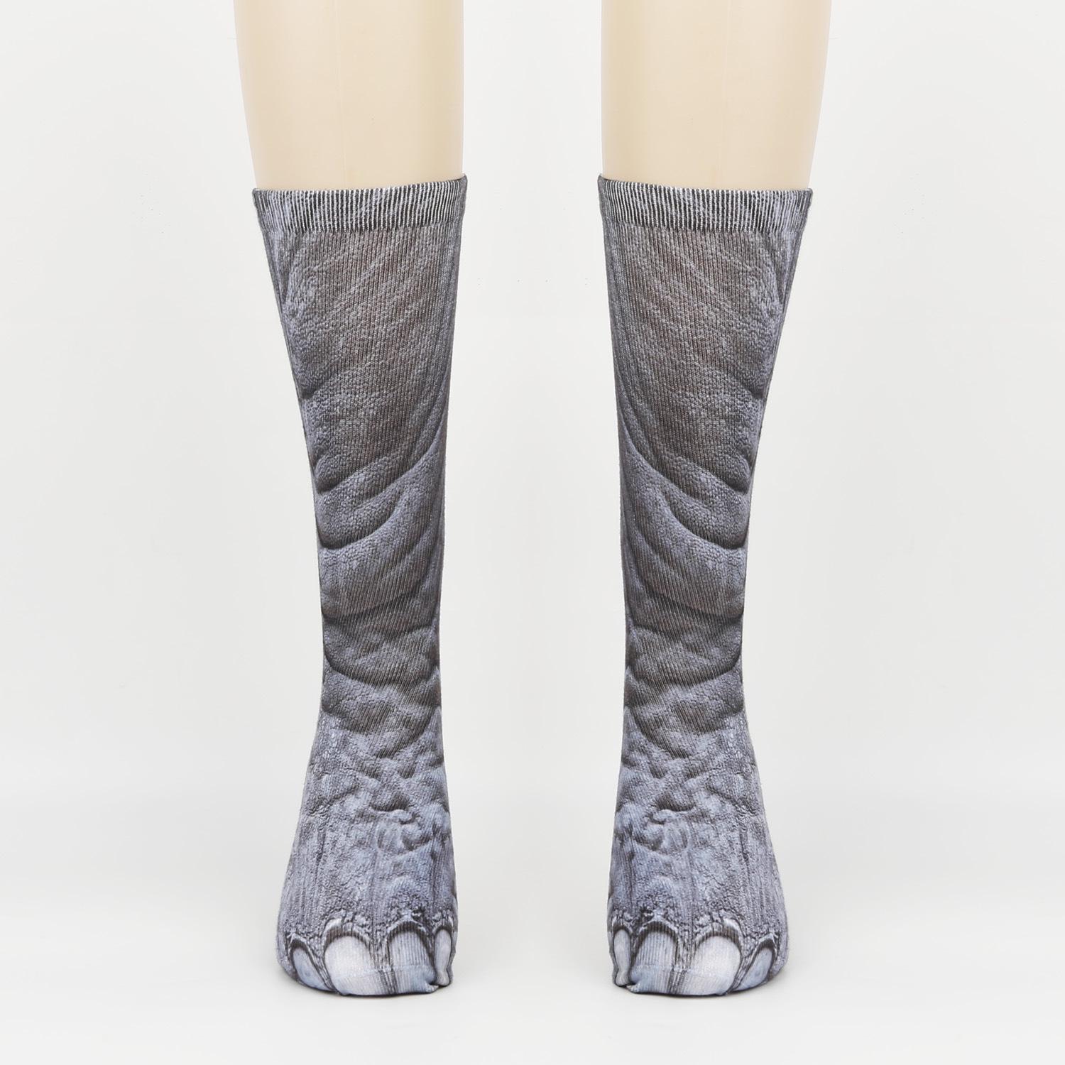 

3D Носки с имитацией лап животных: Забавный леопардовый принт для взрослых и детей 24CM