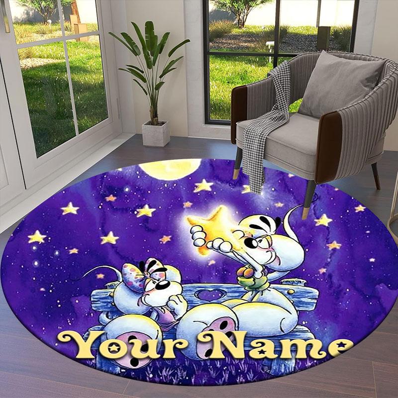 Diddl Custom Name Round Area Rug,Carpet Rug for Living Room Bedroom Sofa Playroom Decor,Non-slip Floor Mat