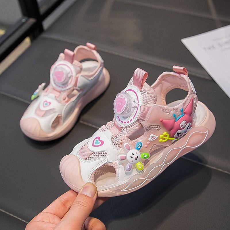 [Summer Closed Toe Sandals for Girls Comfortable Korean Beach Shoes Student Casual Fashion Soft Sole Kids Footwear]