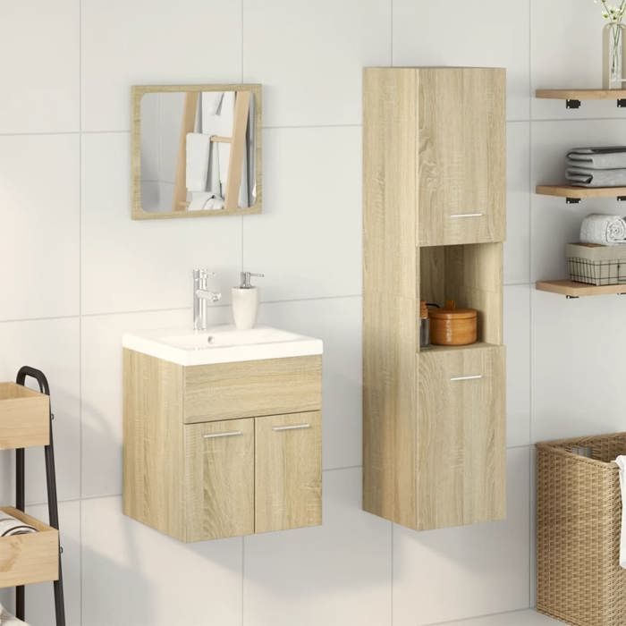 VidaXL Bathroom Furniture Set 4 Pcs Sonoma Oak, Bathroom Cabinet, Bathroom Cupboard, Furniture 3325004
