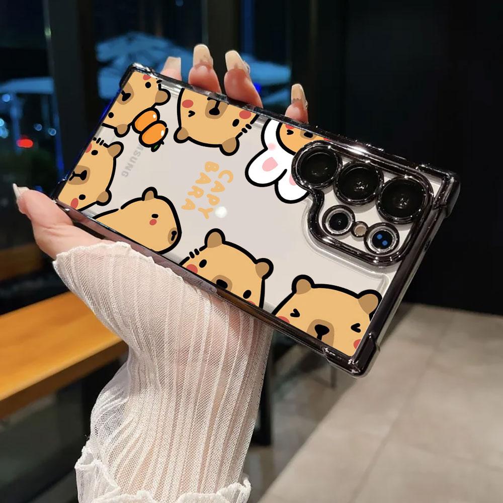 Capybara Cartoon Animal Funda For Samsung S26 Ultra Phone Case For Galaxy S25 FE S26 S24 S23 S22 S21 Ultra S20 Plus Clear Cover