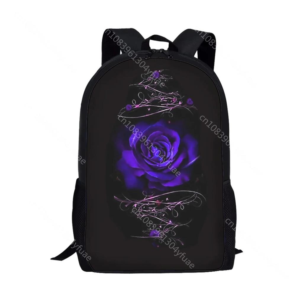 Gothic Rose Pattern School Bags for Girls Teenager Shoulder Backpack Trend College Student Casual Women Travel Bag