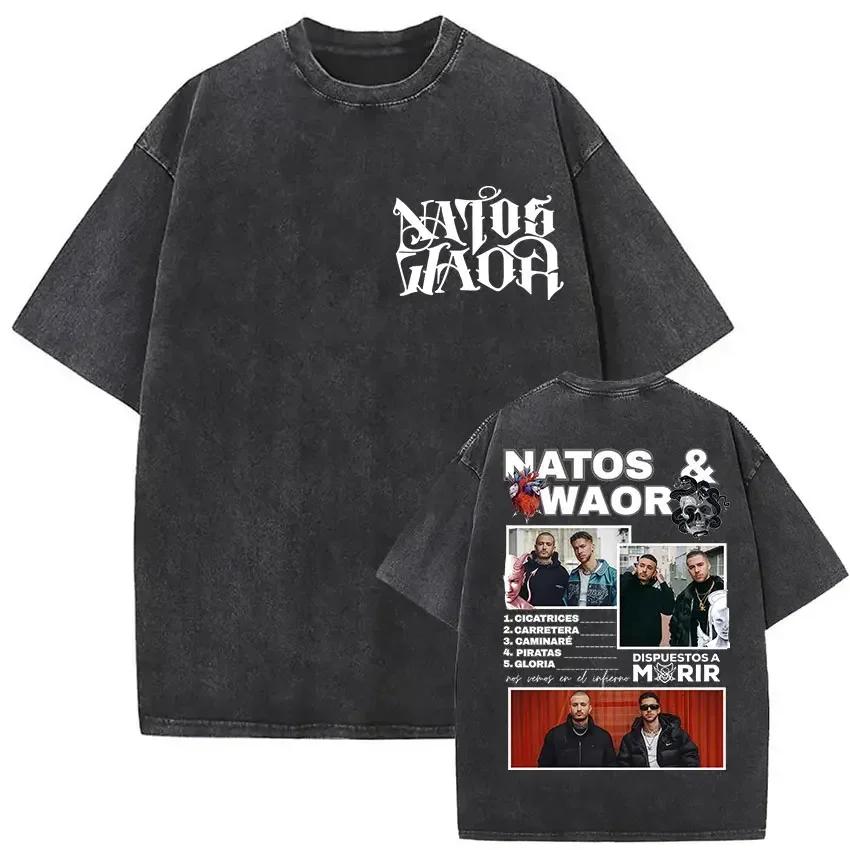 Washed Vintage Natos Waor Hijos De La Ruina Logo Album Merch T Shirts Mens Women Hip Hop Gothic Short Sleeve Tshirt Streetwear