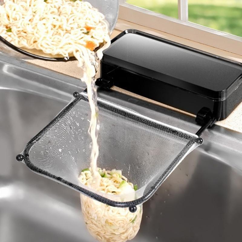 Stylish Foldable Suction Cup Waste Rack Convenient for Kitchen Sink Efficiently Filters Food Debris With 50 Mesh Bags