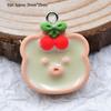 Colorful Resin Drip Cartoon Bear Ice Cream Pendant - Cute Fruit Jewelry Accessory for DIY