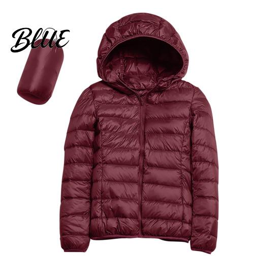 Polyester Lining Coat Pockets Zip-up with Hood Down Jacket Women Winter And Zipper Padded Warm