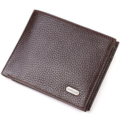 Perfect Horizontal Medium Size Genuine Grain Leather Men's Wallet CANPELLINI 21863 Brown