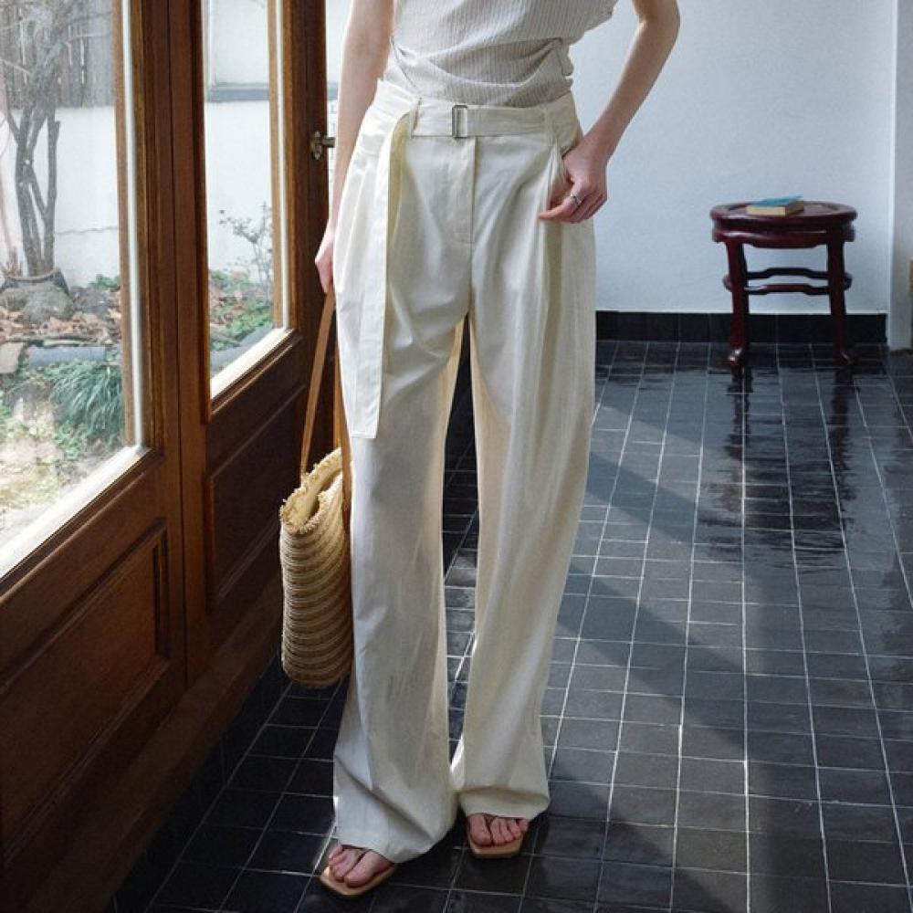 

On On Two Tuck Semi Wide Belt Pants New6ml408 CREAM/M_02