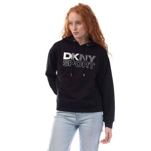 DKNY Womens/Ladies Rhinestone Logo Hoodie