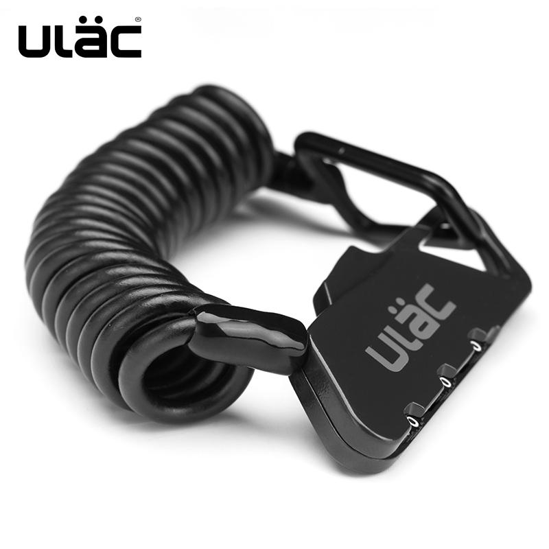 ULAC Mini Bike Locks Fold Backpack Helmet Bicycle Motobicycle Cable Lock 3 Digit Combination Anti-theft 1200mm Bike Bicycle Lock чёрный