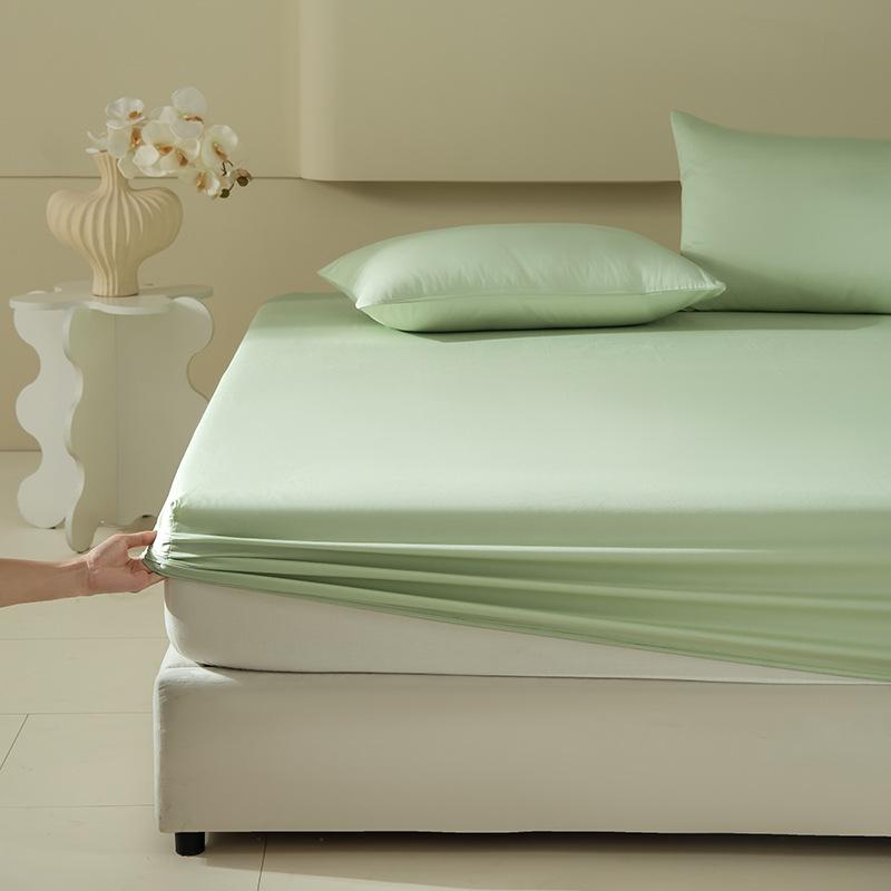A-Class Sateen Cotton Fitted Sheet Set - Stylish Solid Color, Non-Slip Mattress Protector Cover (3 Pieces)