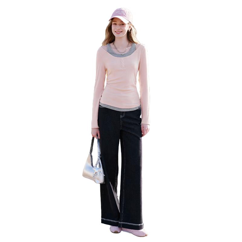 

Women s Vintage High-Waist Wide-Leg Denim Cropped Jeans L
