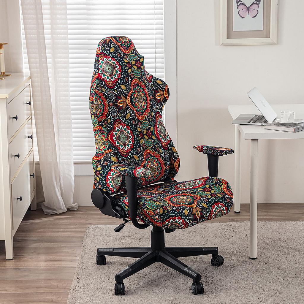 Game Chair Cover 4-Piece Stretchable Armrest Cover Chair Back Cover Chair Seat Cover Computer Video Game Office Chair Cover